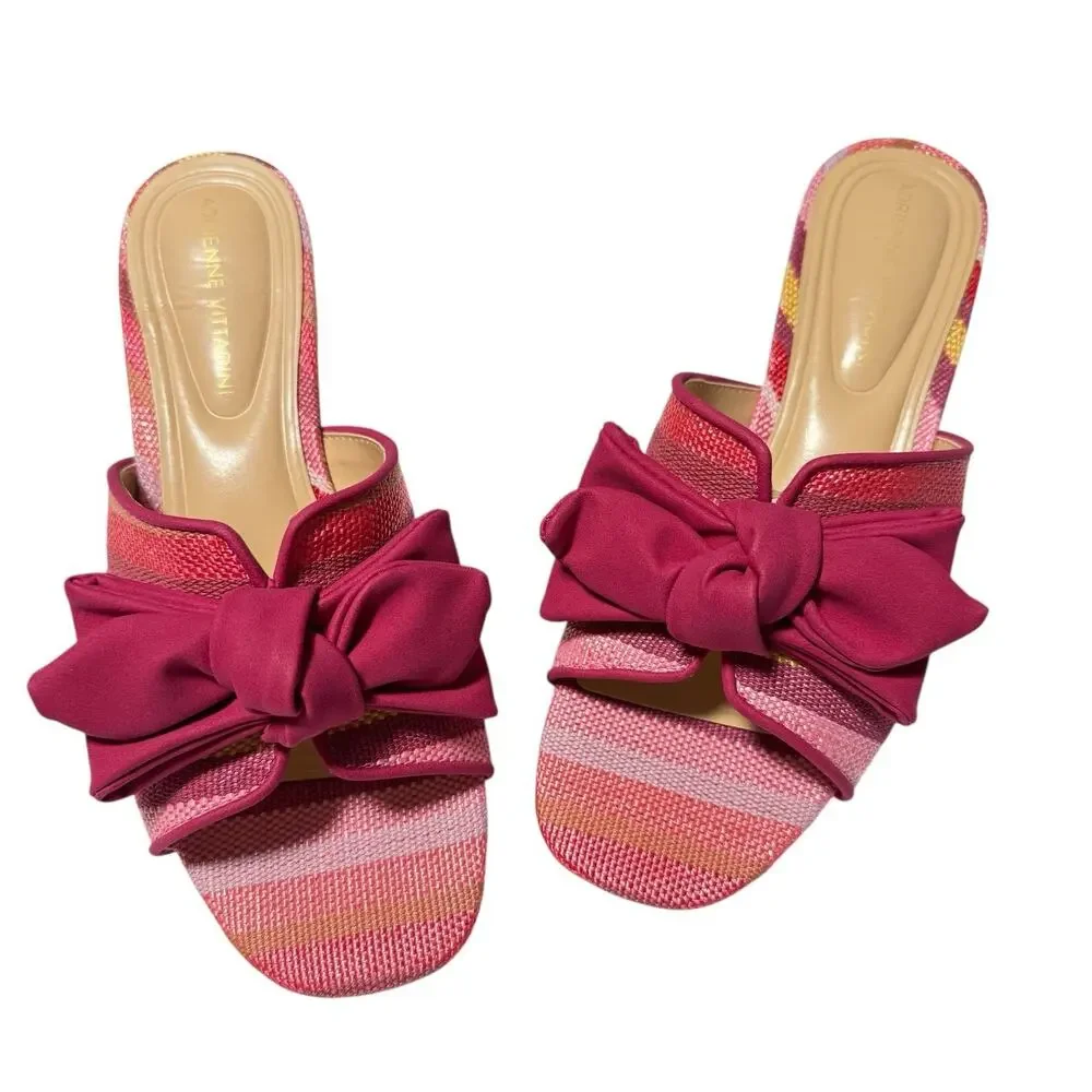 Adrienne Vittadini Women's Arnoldo Pink mid block heel Sandals SZ/ 7.5 M